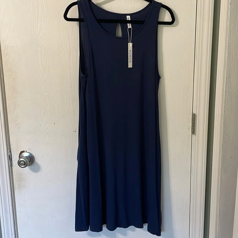 💰Korsis NWT midi jersey sleeveless royal blue dress size XL